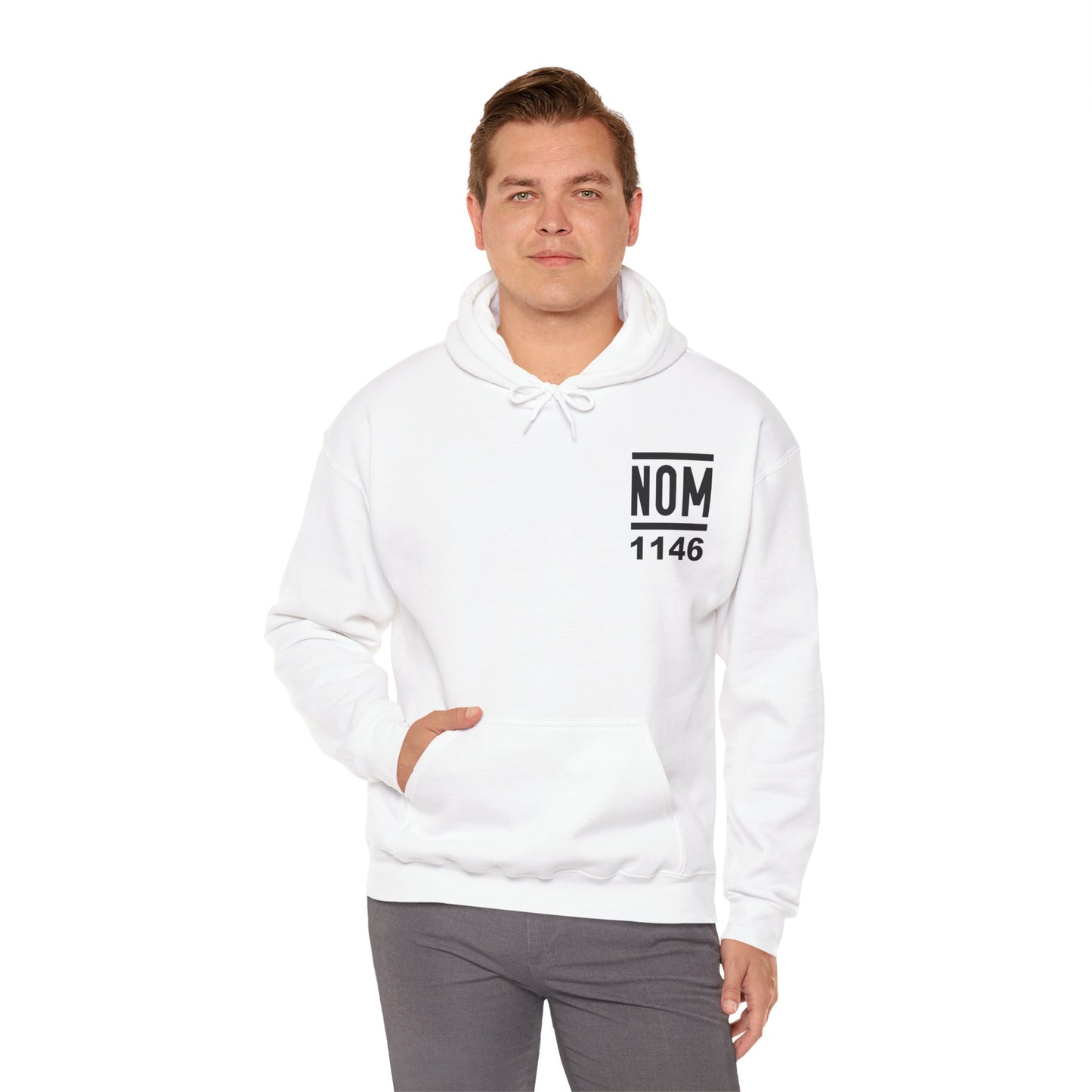 NOM 1146 Gilden 18500 Hoodie with Front and Back Logo