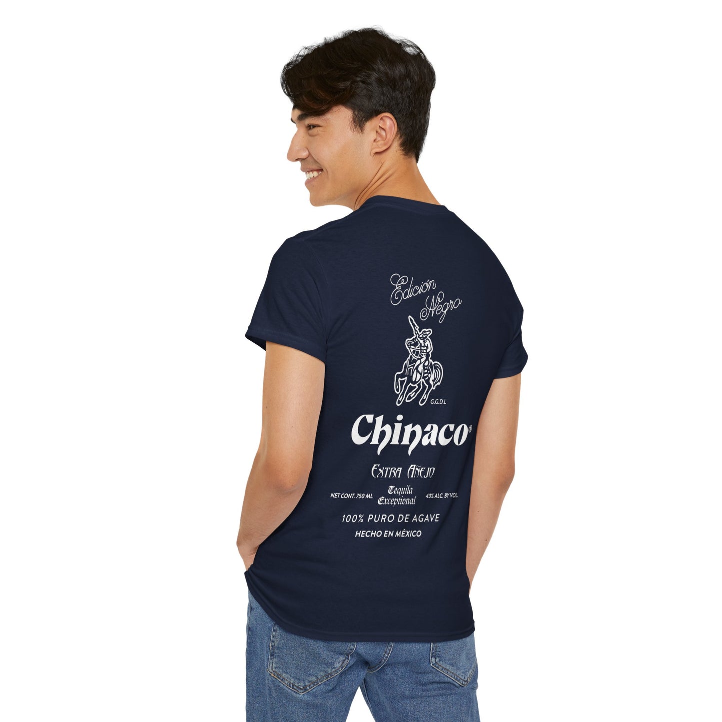 Chinaco Tequila Retro Short Sleeve Gildan 5000 T-Shirt with Front and Back Logo