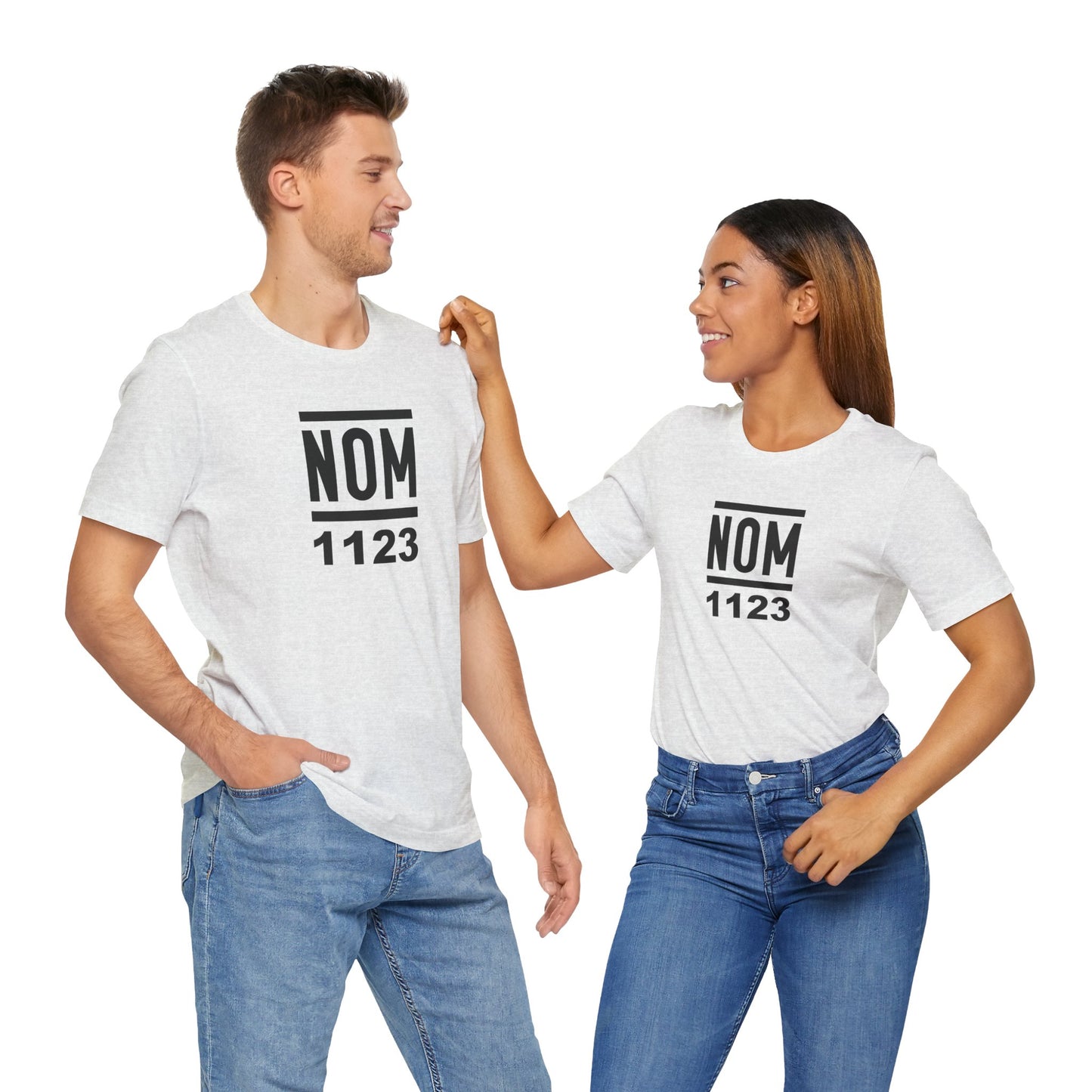 NOM 1123 Short Sleeve Bella+Canvas 3001 T-Shirt with Front Centered Logo