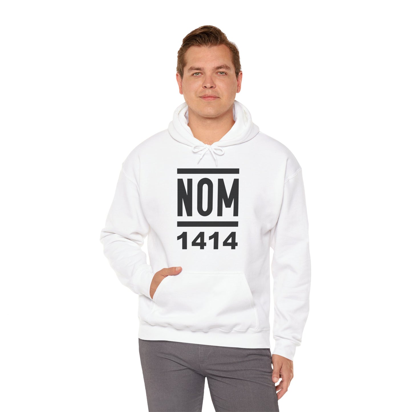 NOM 1414 Gilden 18500 Hoodie with Front Logo