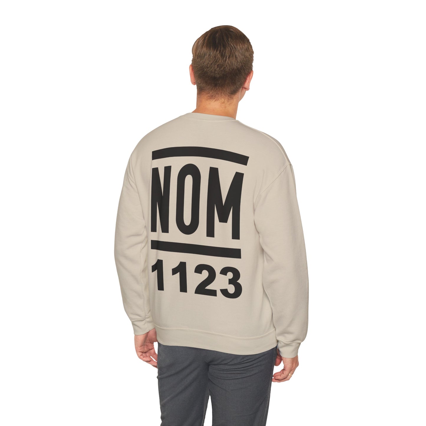 NOM 1123 Gilden 18000 Crewneck Sweatshirt with Front and Back Logo