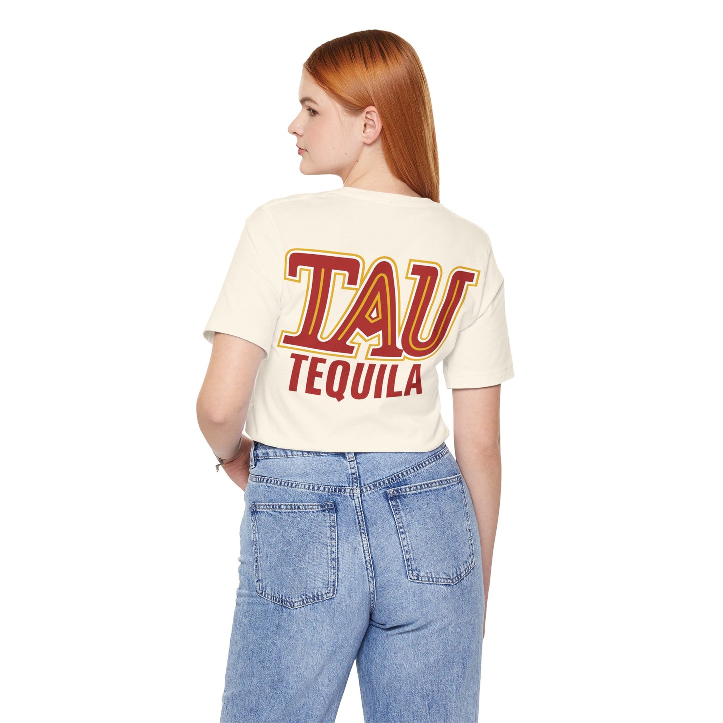 Tau Tequila Short Sleeve Bella+Canvas 3001 T-Shirt with Front and Back Logo