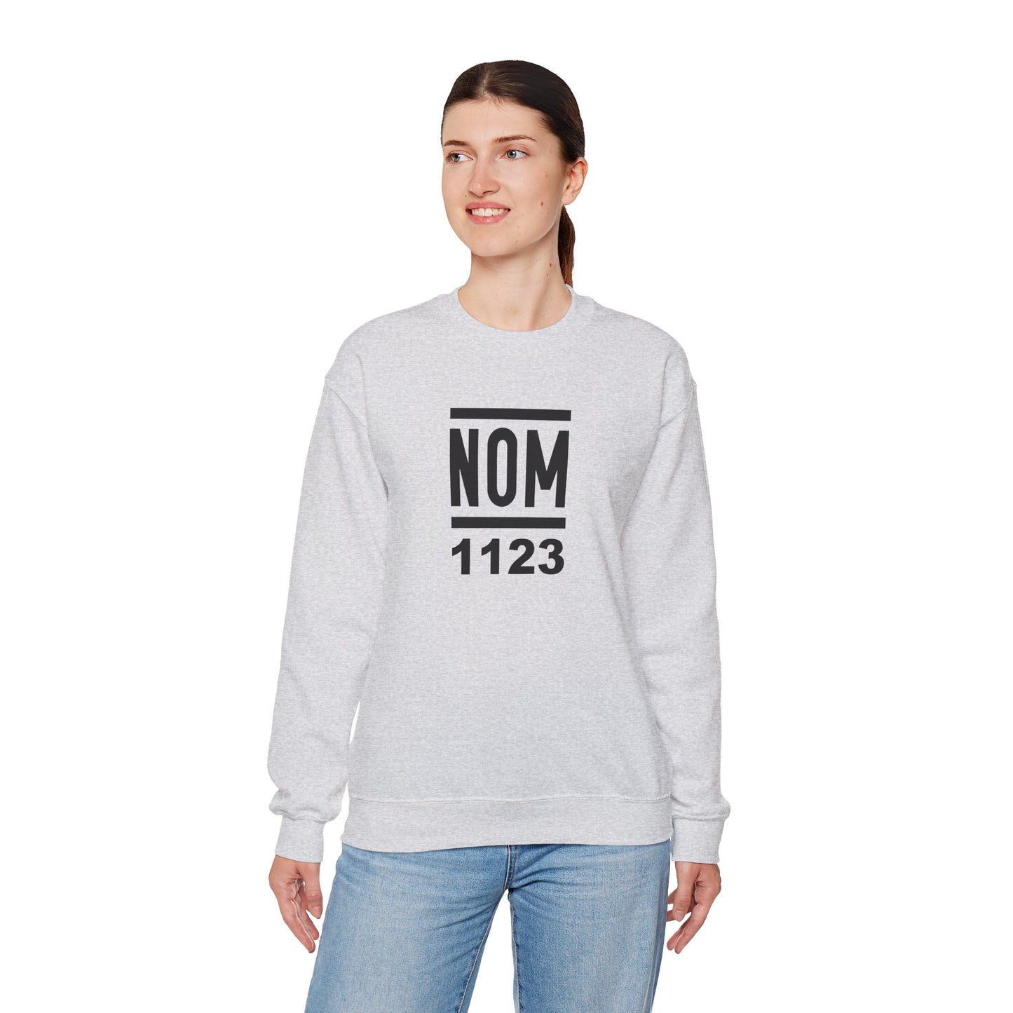 NOM 1123 Gilden 18000 Crewneck Sweatshirt with Front Centered Logo