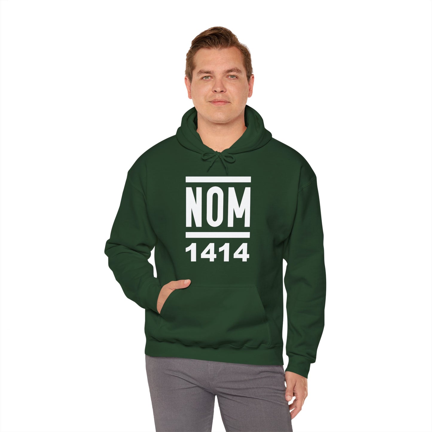 NOM 1414 Gilden 18500 Hoodie with Front Logo