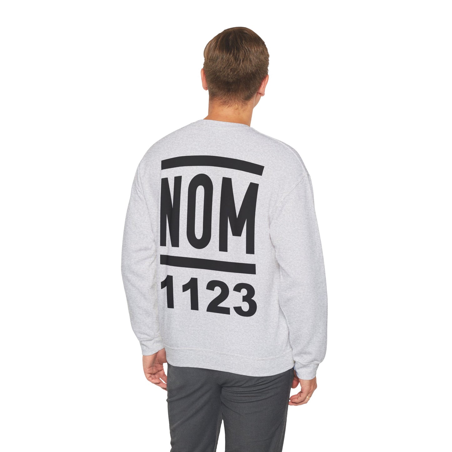 NOM 1123 Gilden 18000 Crewneck Sweatshirt with Front and Back Logo