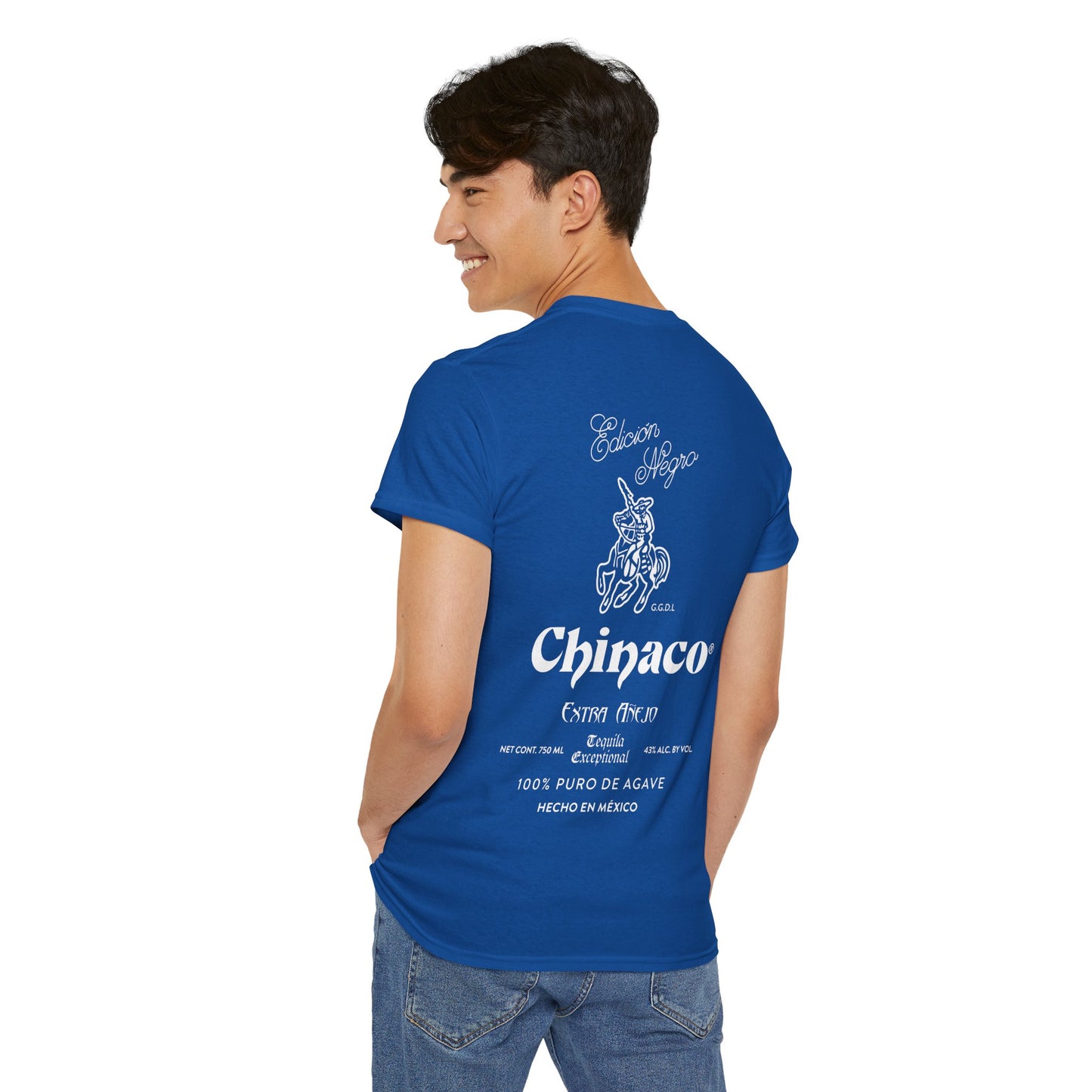 Chinaco Tequila Retro Short Sleeve Gildan 5000 T-Shirt with Front and Back Logo