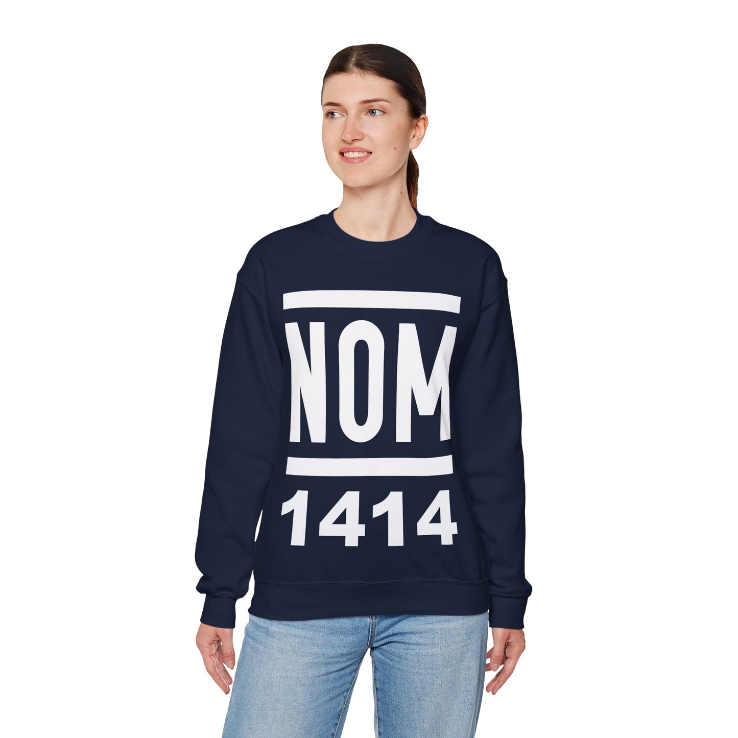 NOM 1414 Gilden 18000 Crewneck Sweatshirt with Front Logo