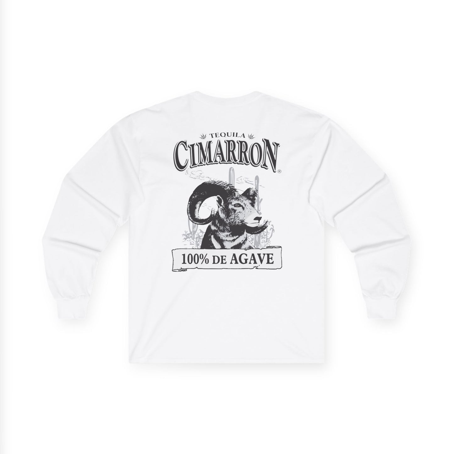 Cimarron Tequila Long Sleeve Gildan 2400 T-Shirt with Front and Back Logo