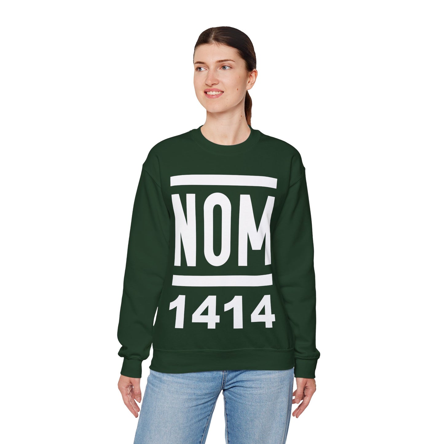 NOM 1414 Gilden 18000 Crewneck Sweatshirt with Front Logo