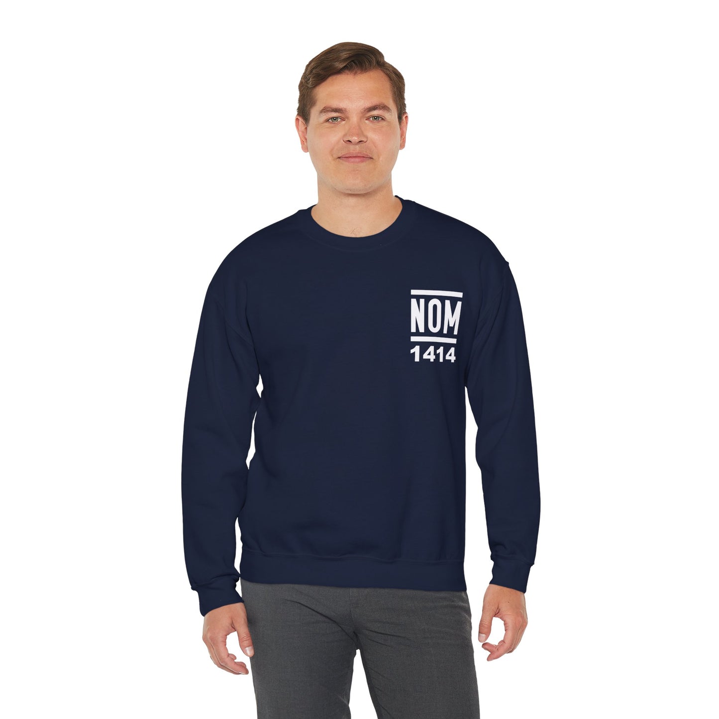 NOM 1414 Gilden 18000 Crewneck Sweatshirt with Front and Back Logo