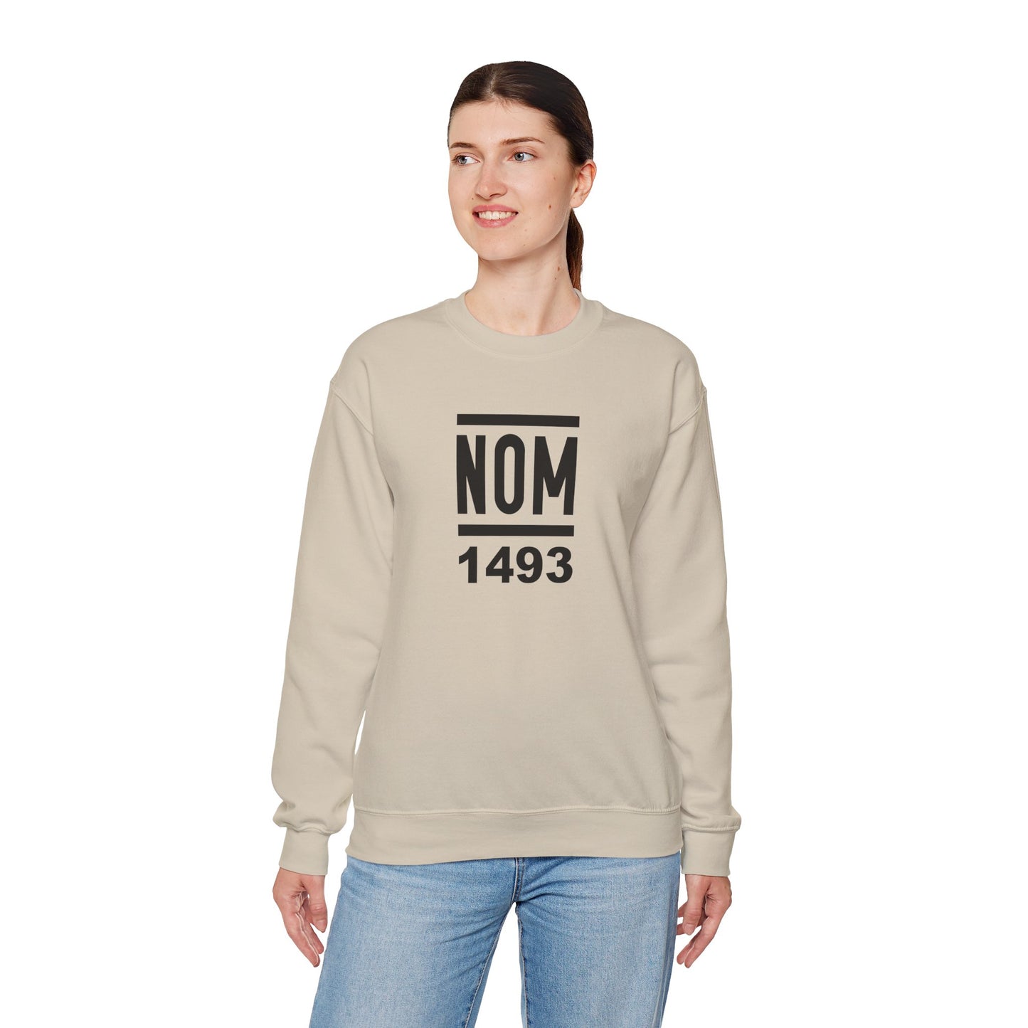 NOM 1493 Gilden 18000 Crewneck Sweatshirt with Front Logo