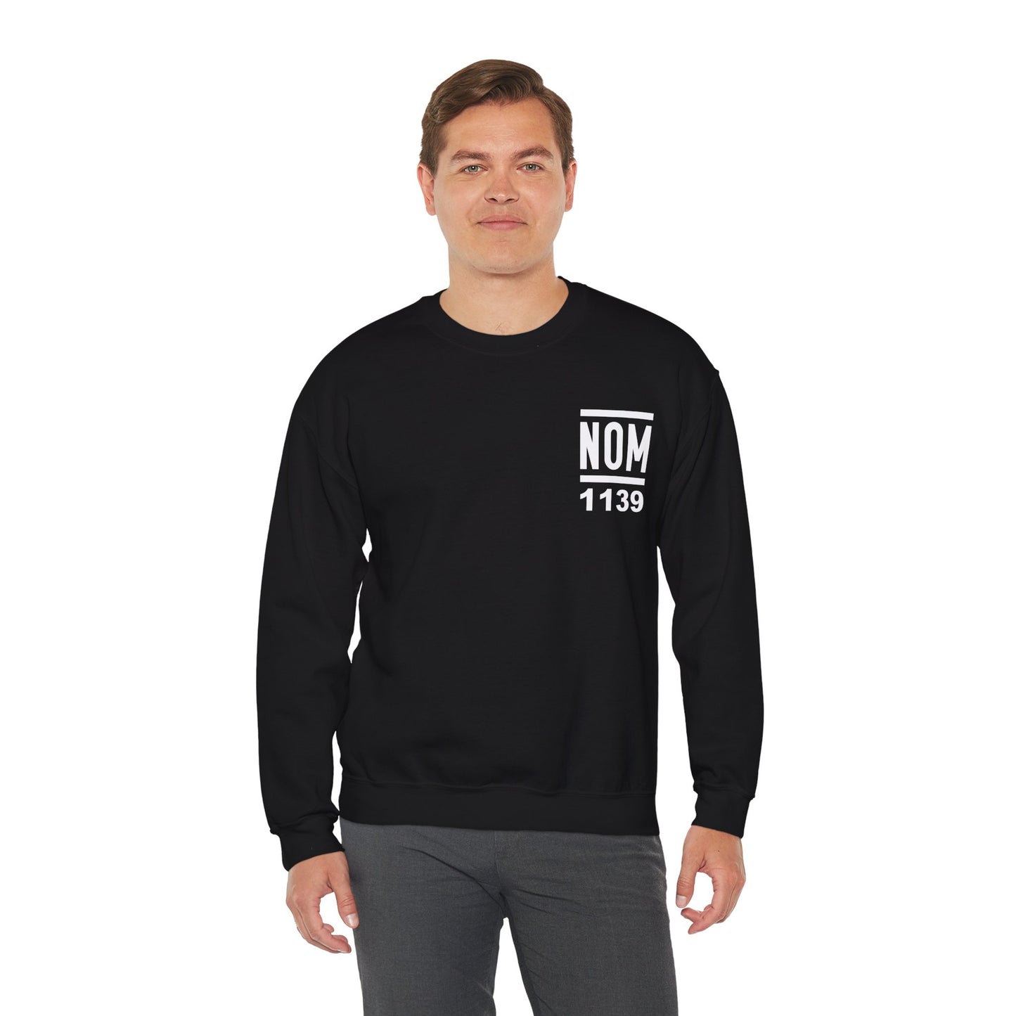 NOM 1139 Gilden 18000 Crewneck Sweatshirt with Front and Back Logo