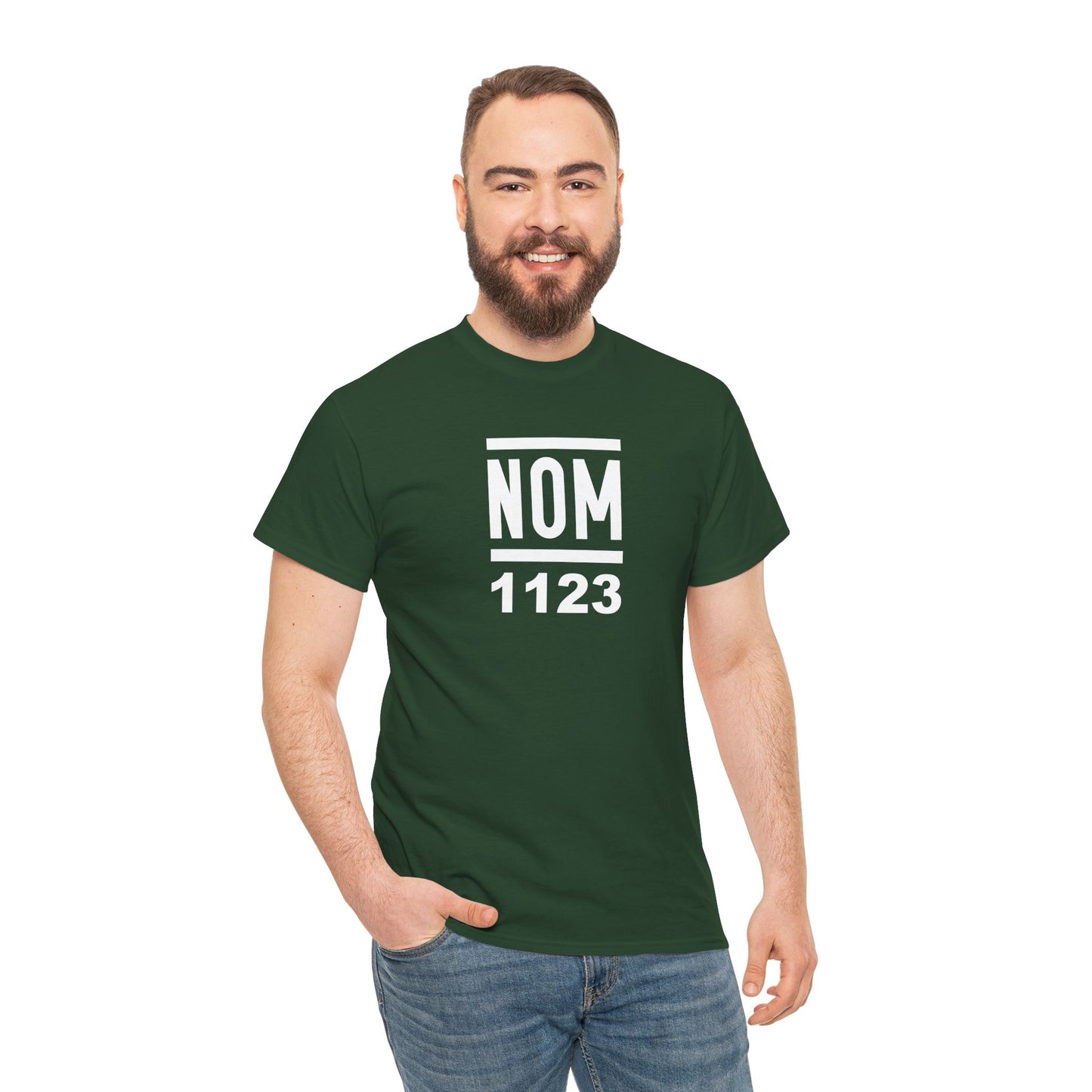 NOM 1123 Short Sleeve Gildan 5000 T-Shirt with Front Centered Logo