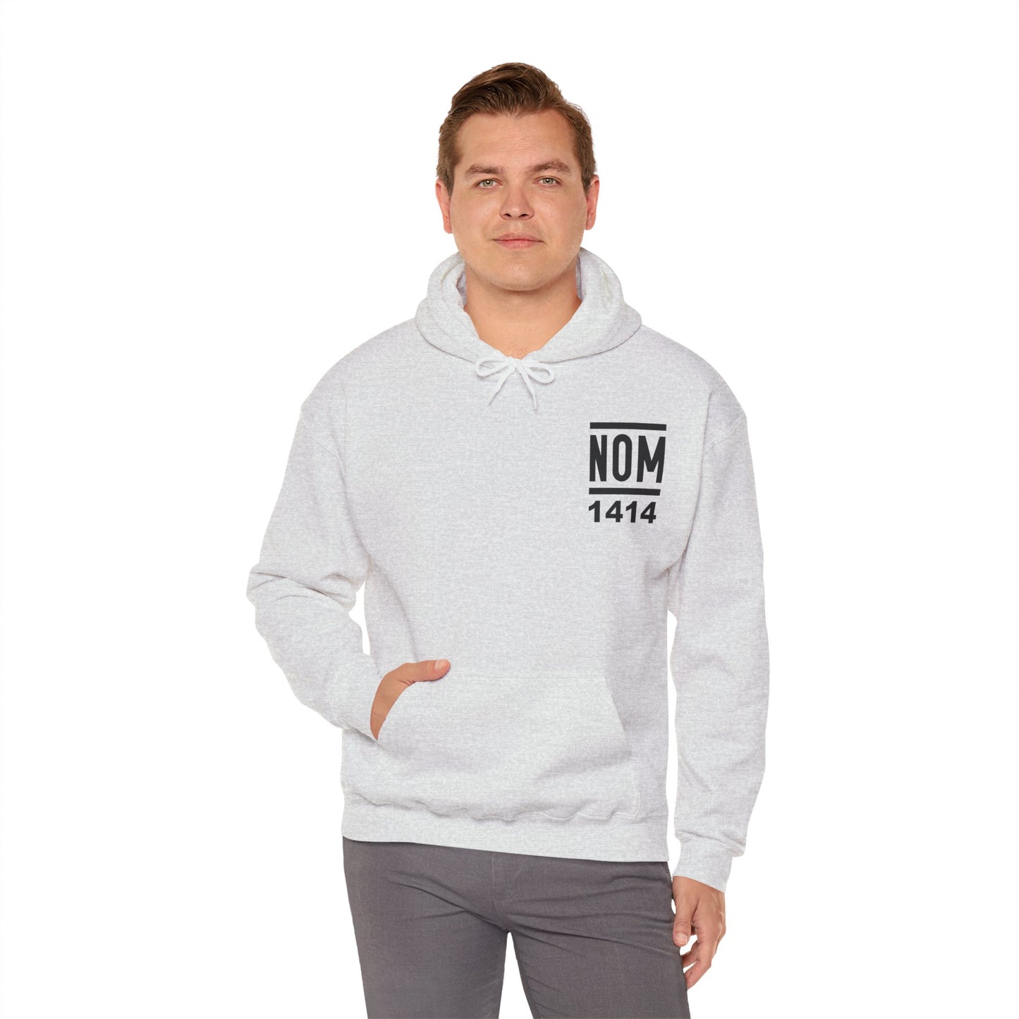 NOM 1414 Gilden 18500 Hoodie with Front and Back Logo