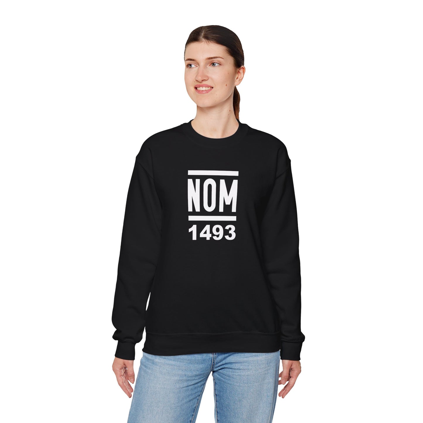 NOM 1493 Gilden 18000 Crewneck Sweatshirt with Front Logo