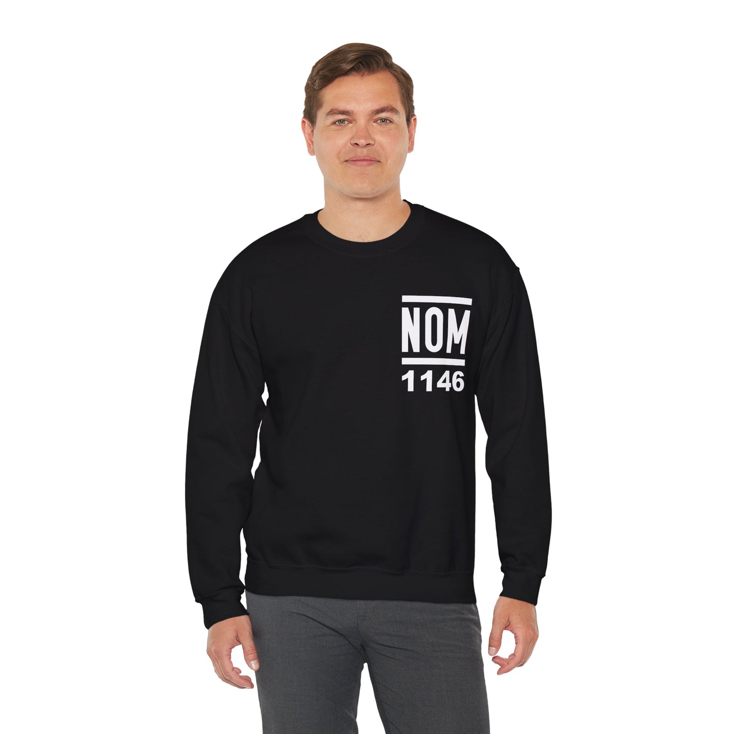 NOM 1146 Gilden 18000 Crewneck Sweatshirt with Front and Back Logo