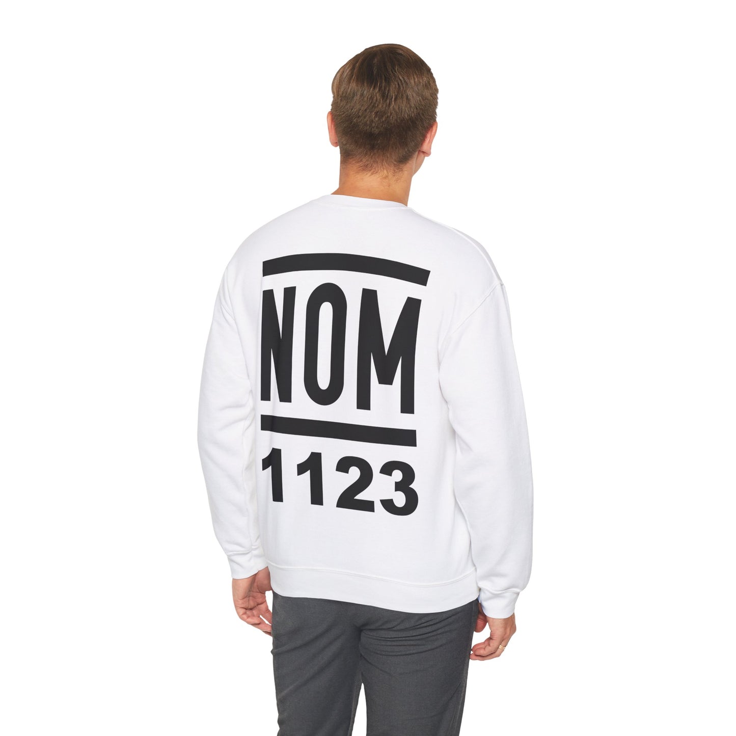 NOM 1123 Gilden 18000 Crewneck Sweatshirt with Front and Back Logo