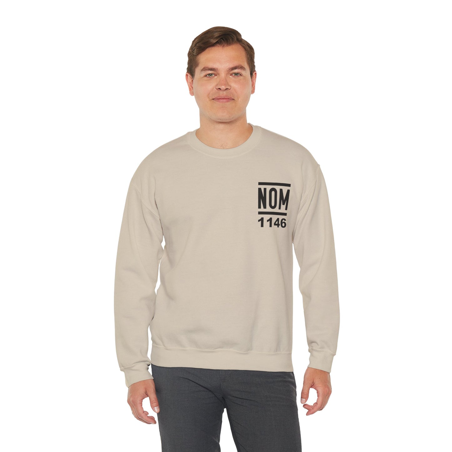 NOM 1146 Gilden 18000 Crewneck Sweatshirt with Front and Back Logo