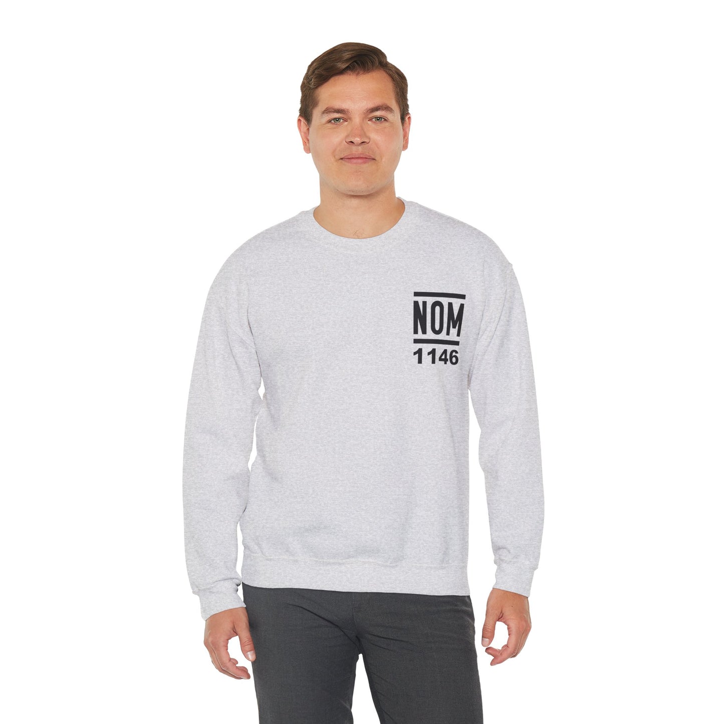 NOM 1146 Gilden 18000 Crewneck Sweatshirt with Front and Back Logo