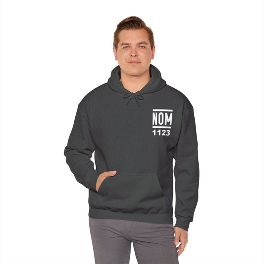 NOM 1123 Gilden 18500 Hoodie with Front and Back Logo