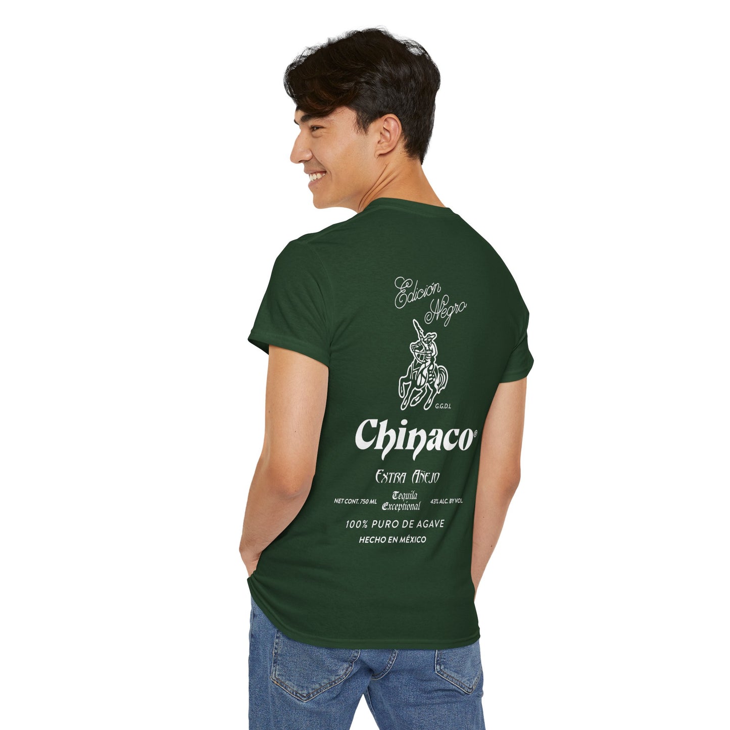 Chinaco Tequila Retro Short Sleeve Gildan 5000 T-Shirt with Front and Back Logo