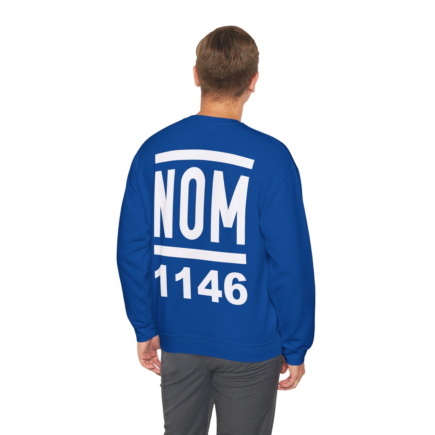 NOM 1146 Gilden 18000 Crewneck Sweatshirt with Front and Back Logo