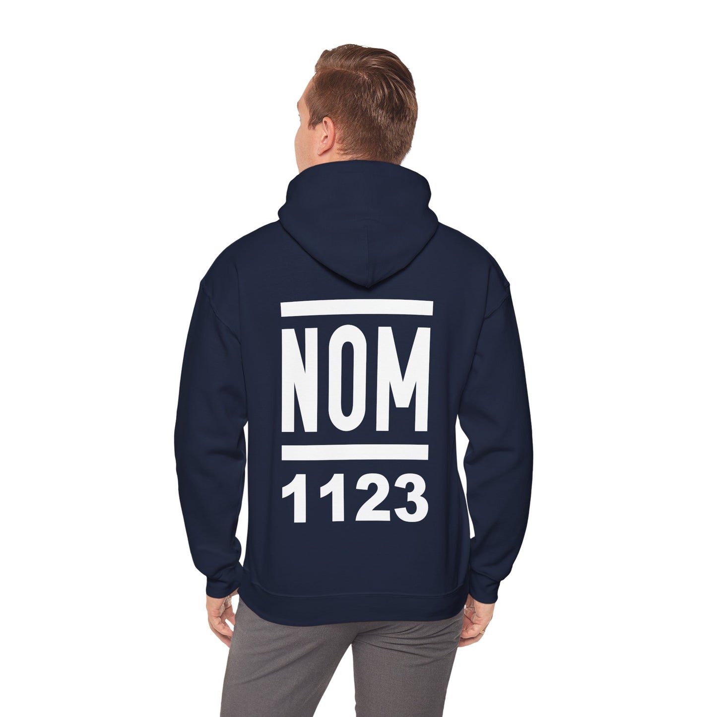 NOM 1123 Gilden 18500 Hoodie with Front and Back Logo