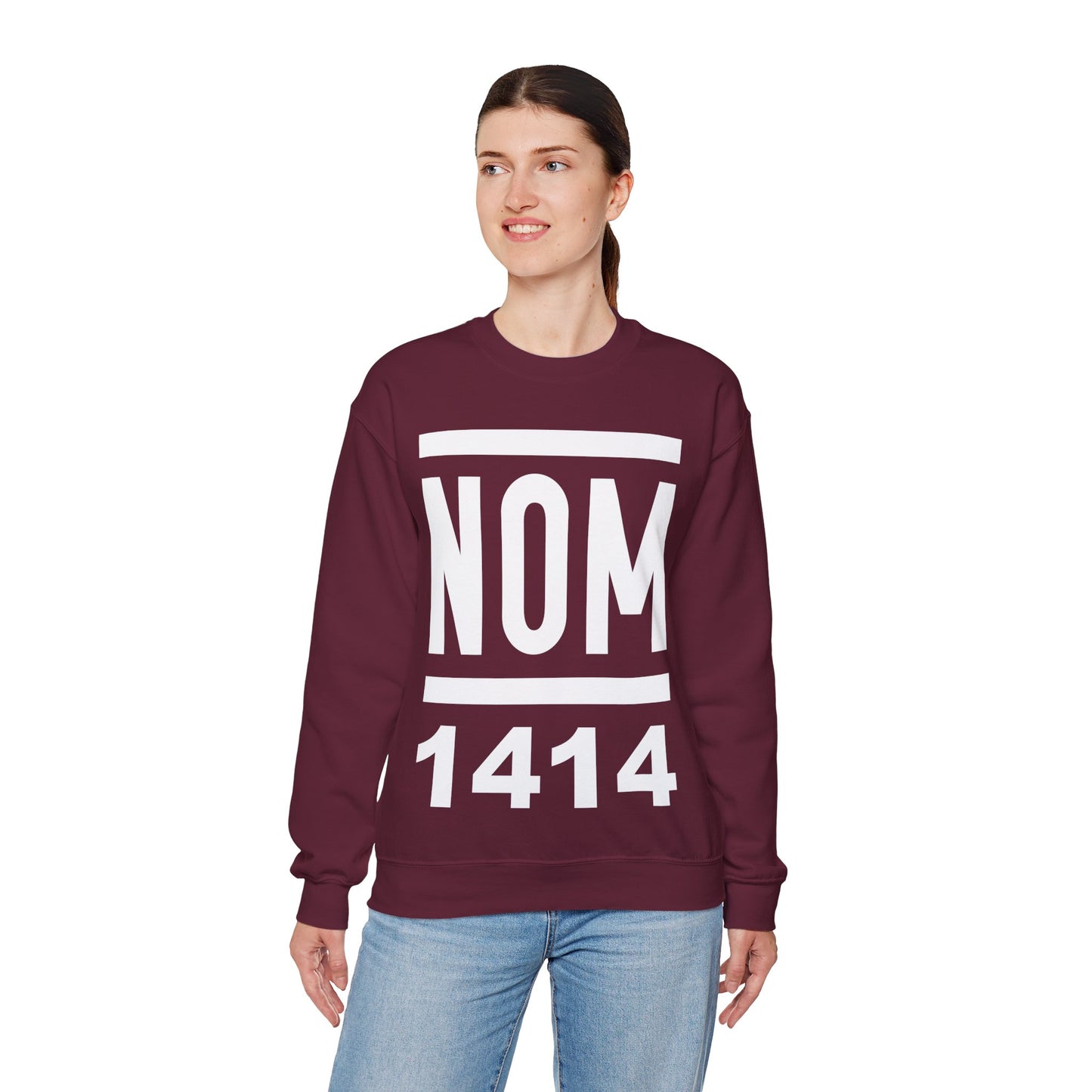 NOM 1414 Gilden 18000 Crewneck Sweatshirt with Front Logo