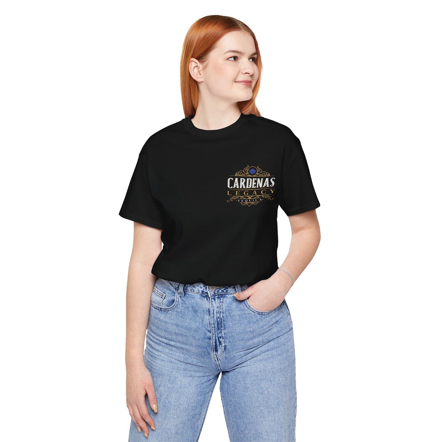 Cardenas Legacy Tequila Short Sleeve Bella+Canvas 3001 T-Shirt with Front and Back Logo