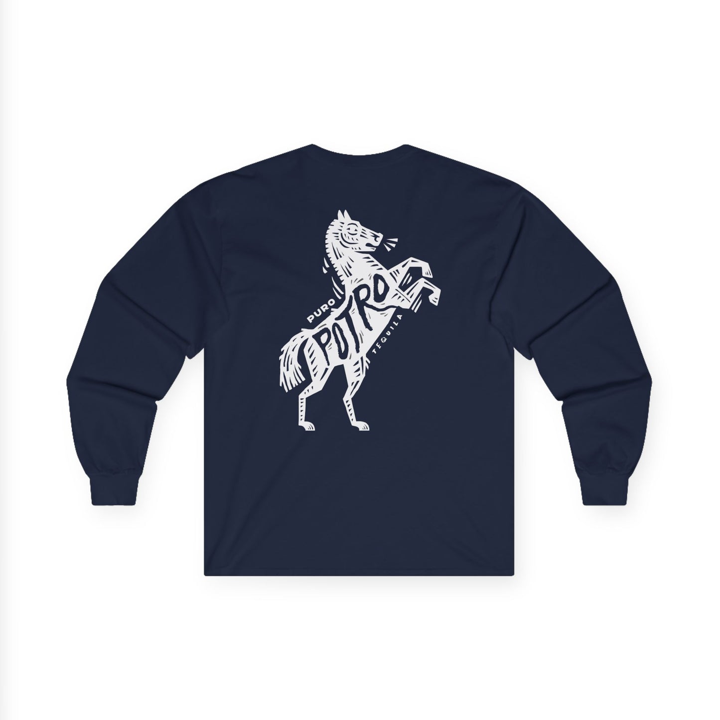 Puro Potro Tequila Long Sleeve Gildan 2400 T-Shirt with Front and Back Logo