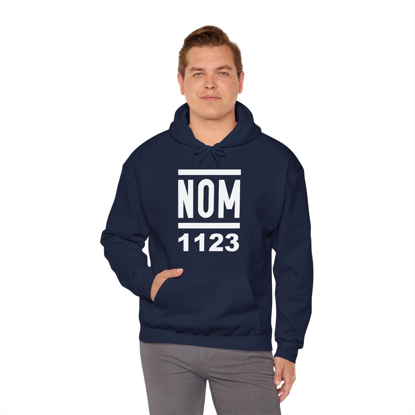 NOM 1123 Gilden 18500 Hoodie with Front Logo