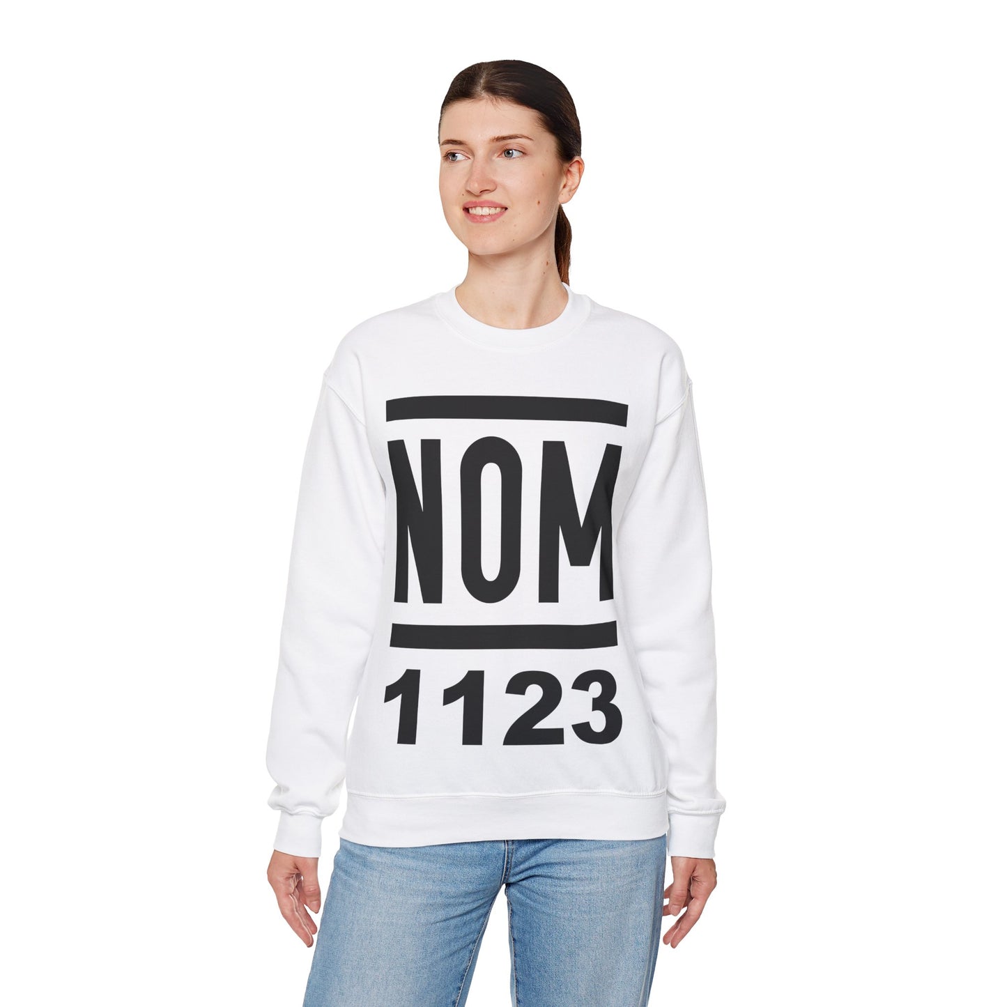 NOM 1123 Gilden 18000 Crewneck Sweatshirt with Front Logo