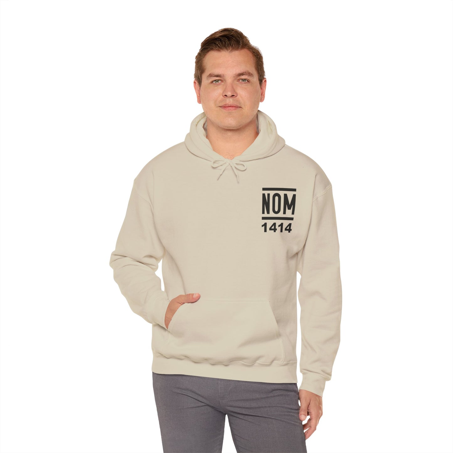 NOM 1414 Gilden 18500 Hoodie with Front and Back Logo