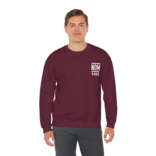 NOM 1493 Gilden 18000 Crewneck Sweatshirt with Front and Back Logo