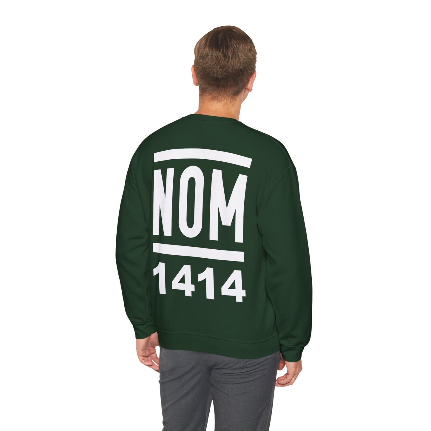 NOM 1414 Gilden 18000 Crewneck Sweatshirt with Front and Back Logo