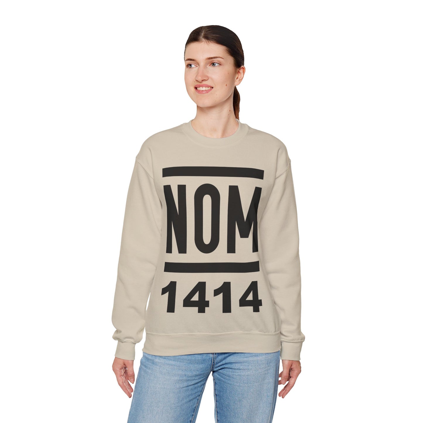 NOM 1414 Gilden 18000 Crewneck Sweatshirt with Front Logo