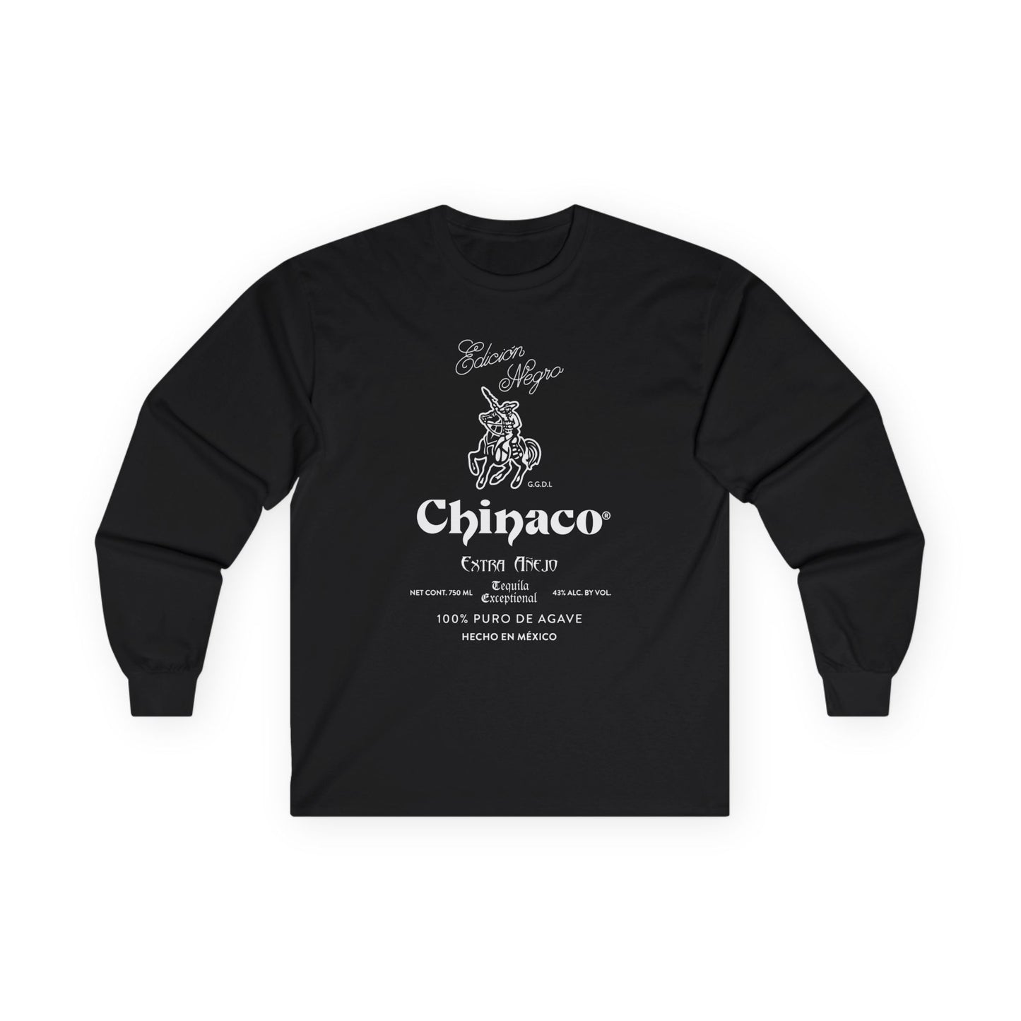 Chinaco Tequila Retro Long Sleeve Gildan 2400 T-Shirt with Front Logo