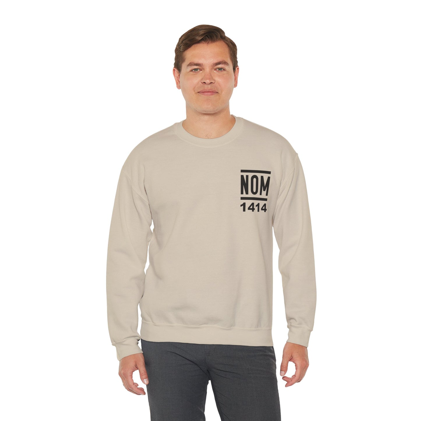 NOM 1414 Gilden 18000 Crewneck Sweatshirt with Front and Back Logo