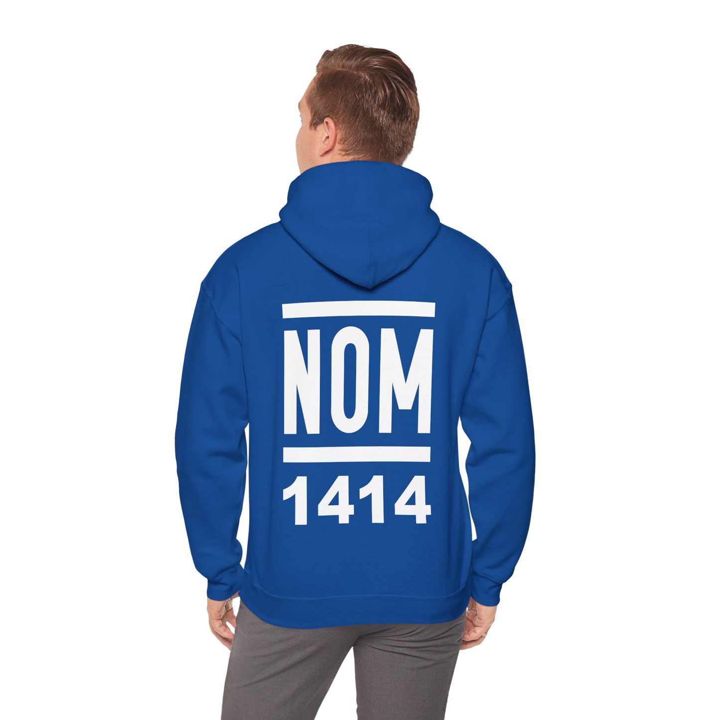 NOM 1414 Gilden 18500 Hoodie with Front and Back Logo