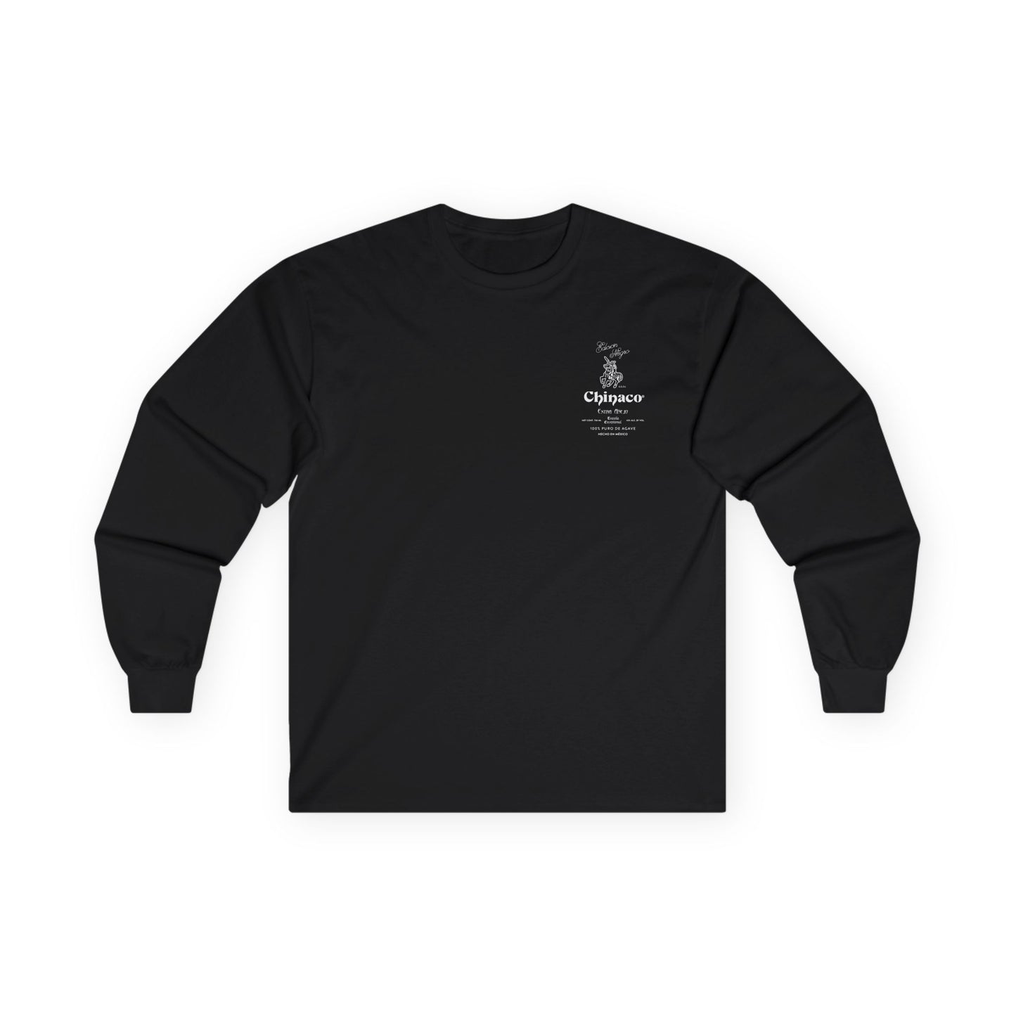 Chinaco Tequila Retro Long Sleeve Gildan 2400 T-Shirt with Front and Back Logo