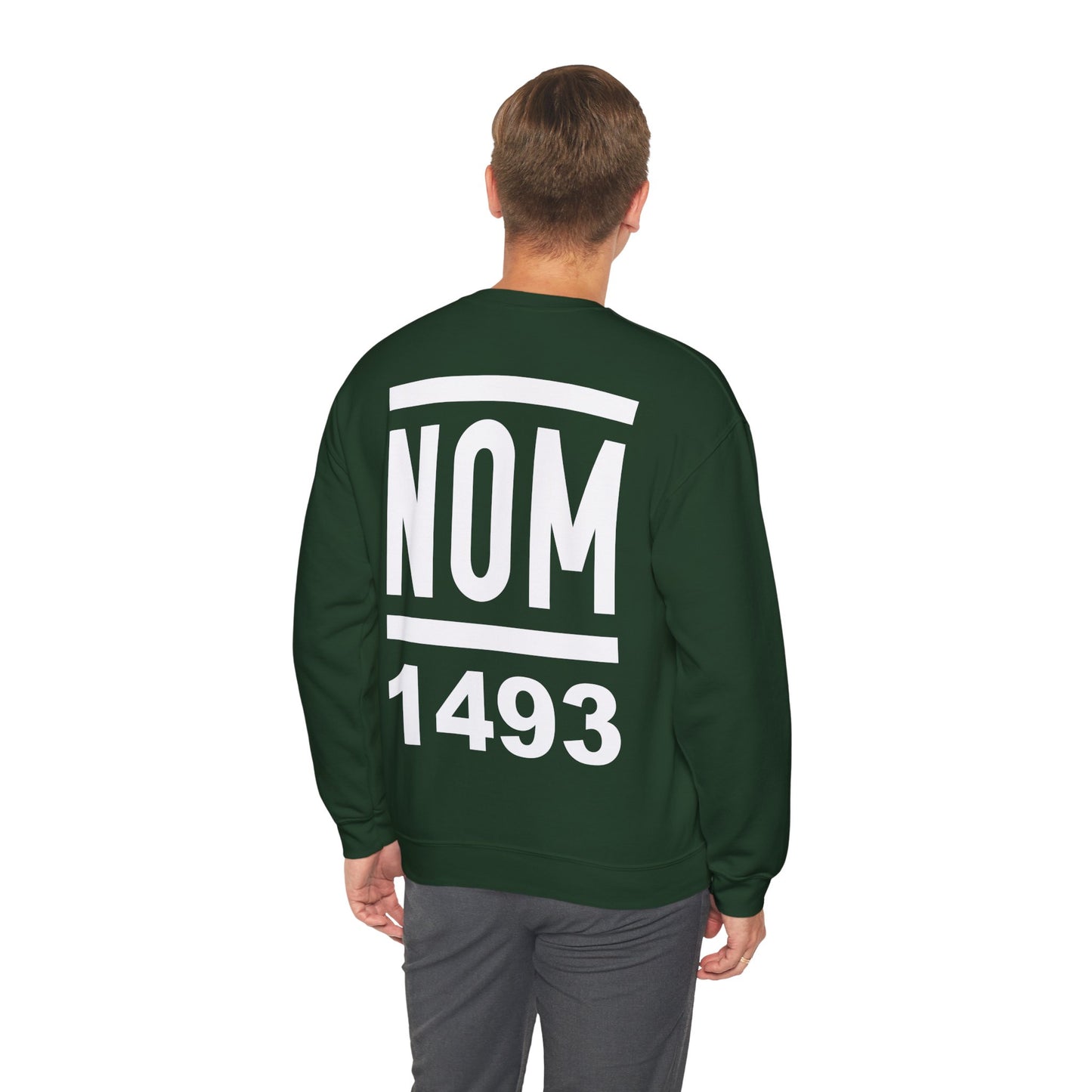 NOM 1493 Gilden 18000 Crewneck Sweatshirt with Front and Back Logo