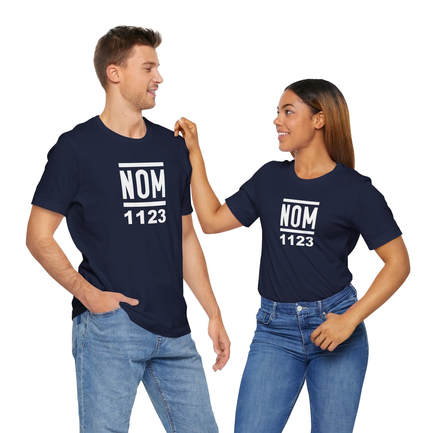 NOM 1123 Short Sleeve Bella+Canvas 3001 T-Shirt with Front Centered Logo