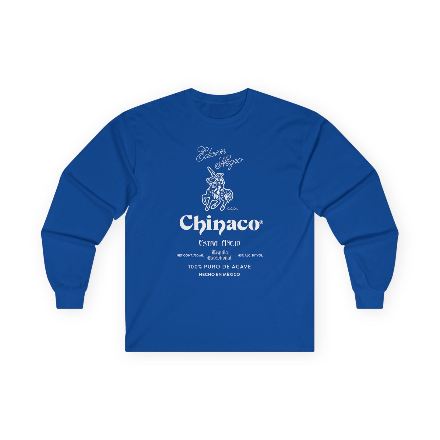 Chinaco Tequila Retro Long Sleeve Gildan 2400 T-Shirt with Front Logo