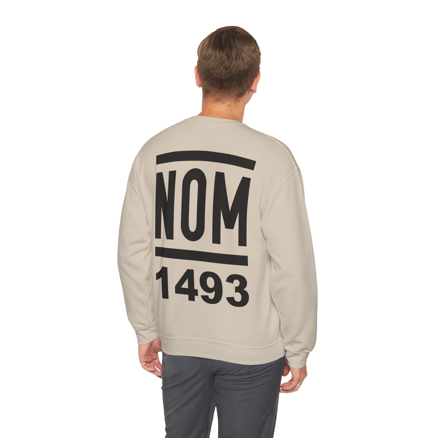 NOM 1493 Gilden 18000 Crewneck Sweatshirt with Front and Back Logo