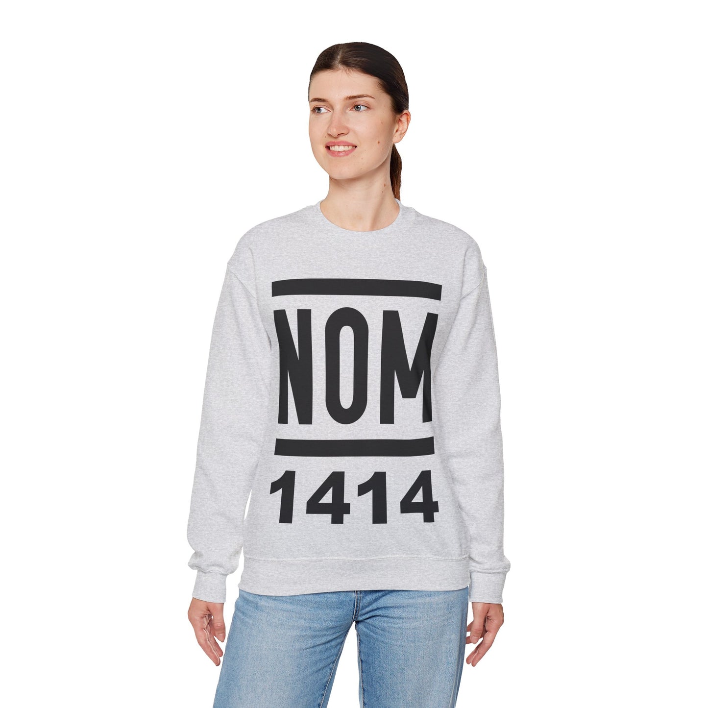 NOM 1414 Gilden 18000 Crewneck Sweatshirt with Front Logo