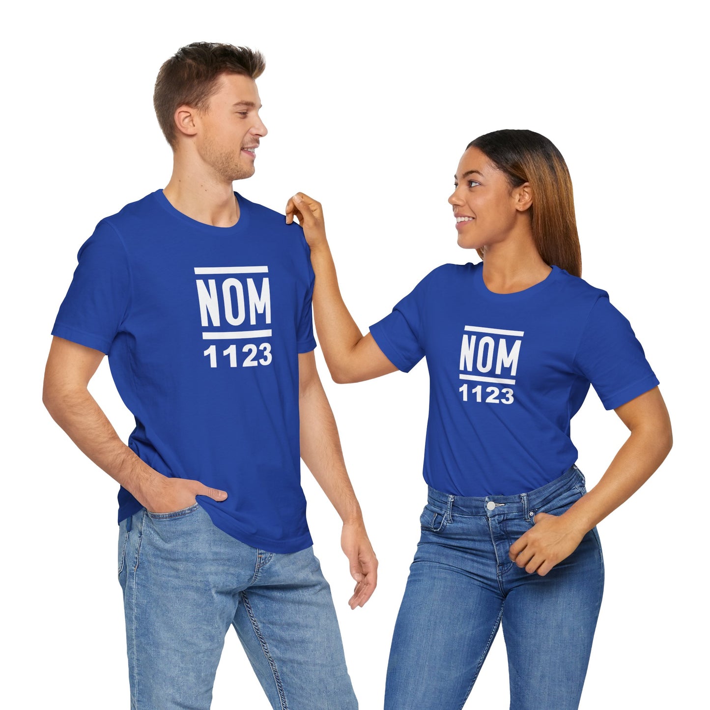 NOM 1123 Short Sleeve Bella+Canvas 3001 T-Shirt with Front Centered Logo