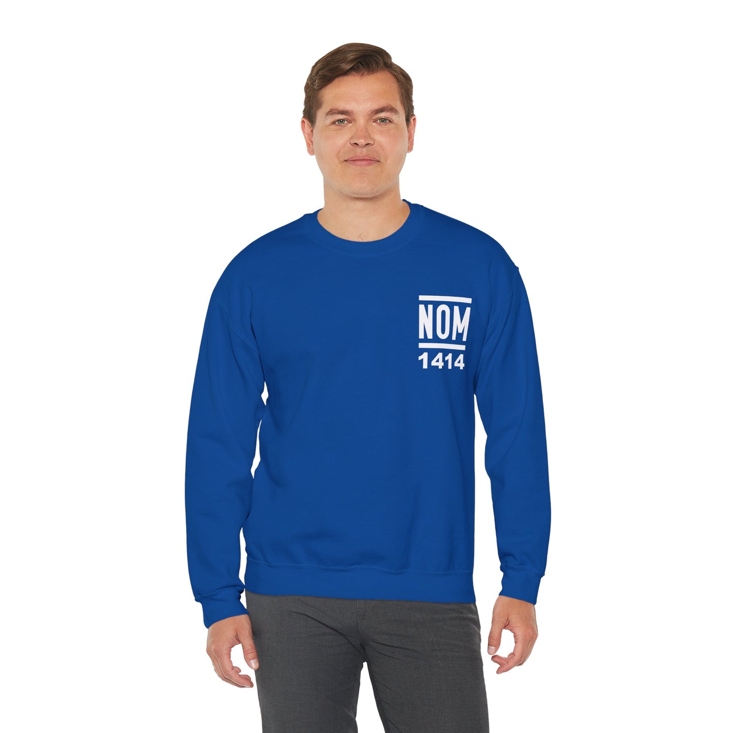 NOM 1414 Gilden 18000 Crewneck Sweatshirt with Front and Back Logo