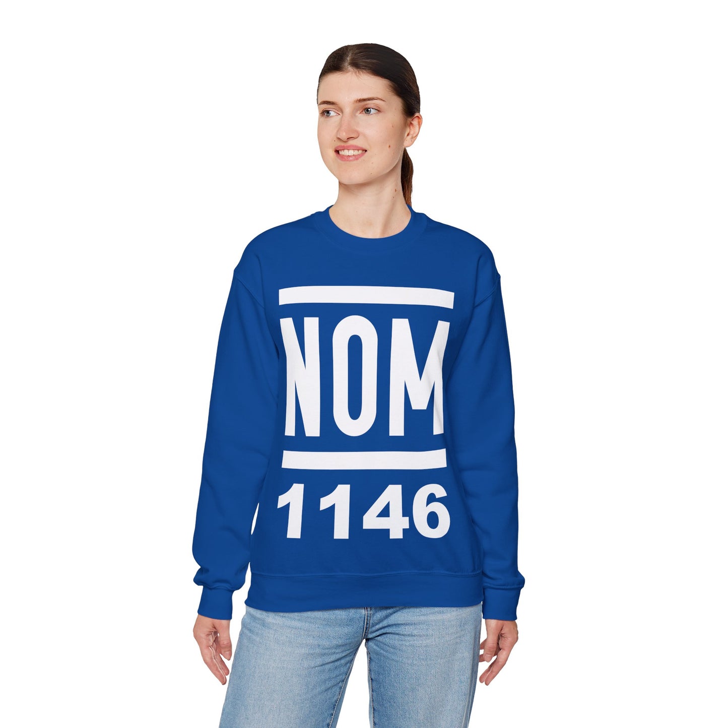 NOM 1146 Gilden 18000 Crewneck Sweatshirt with Front Logo