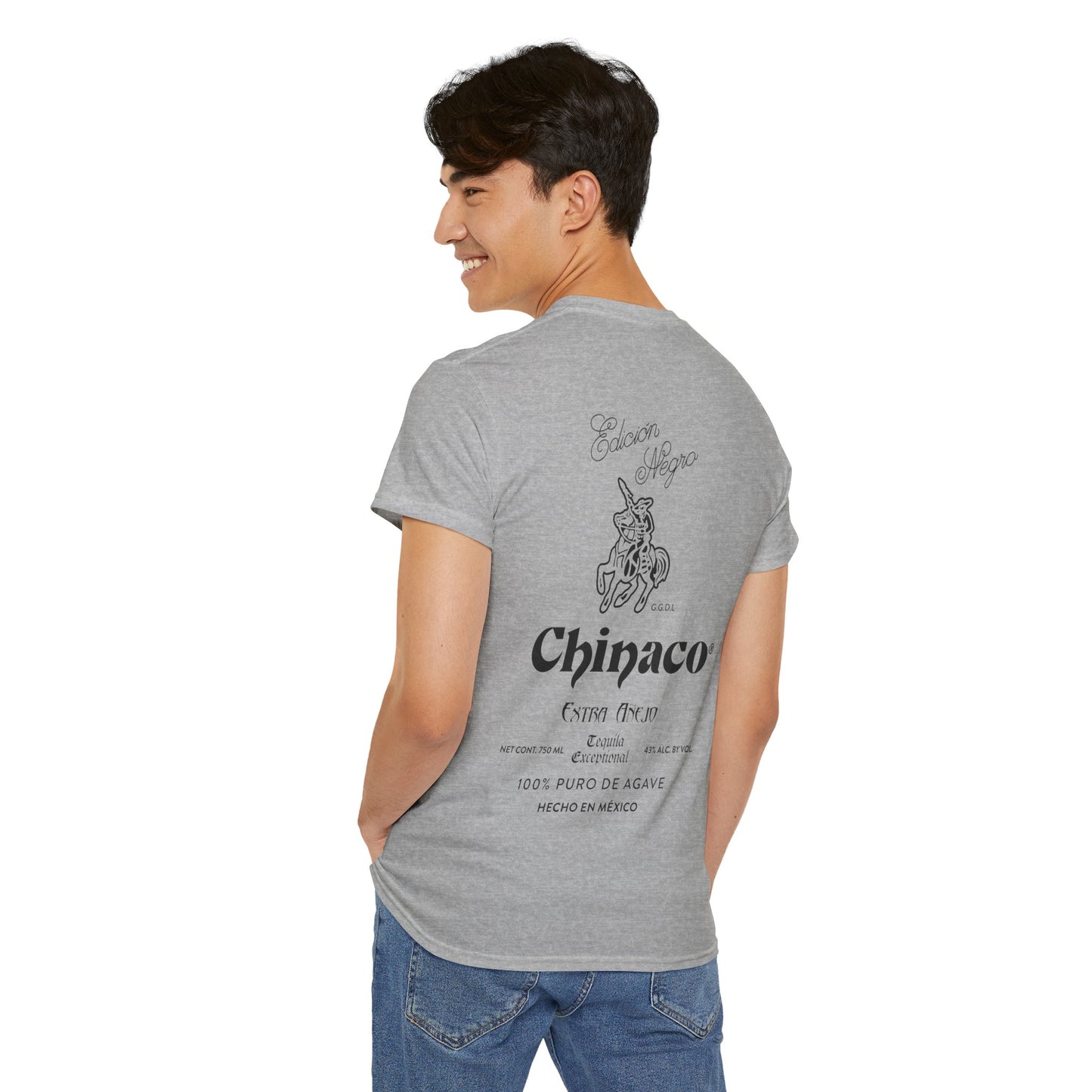 Chinaco Tequila Retro Short Sleeve Gildan 5000 T-Shirt with Front and Back Logo