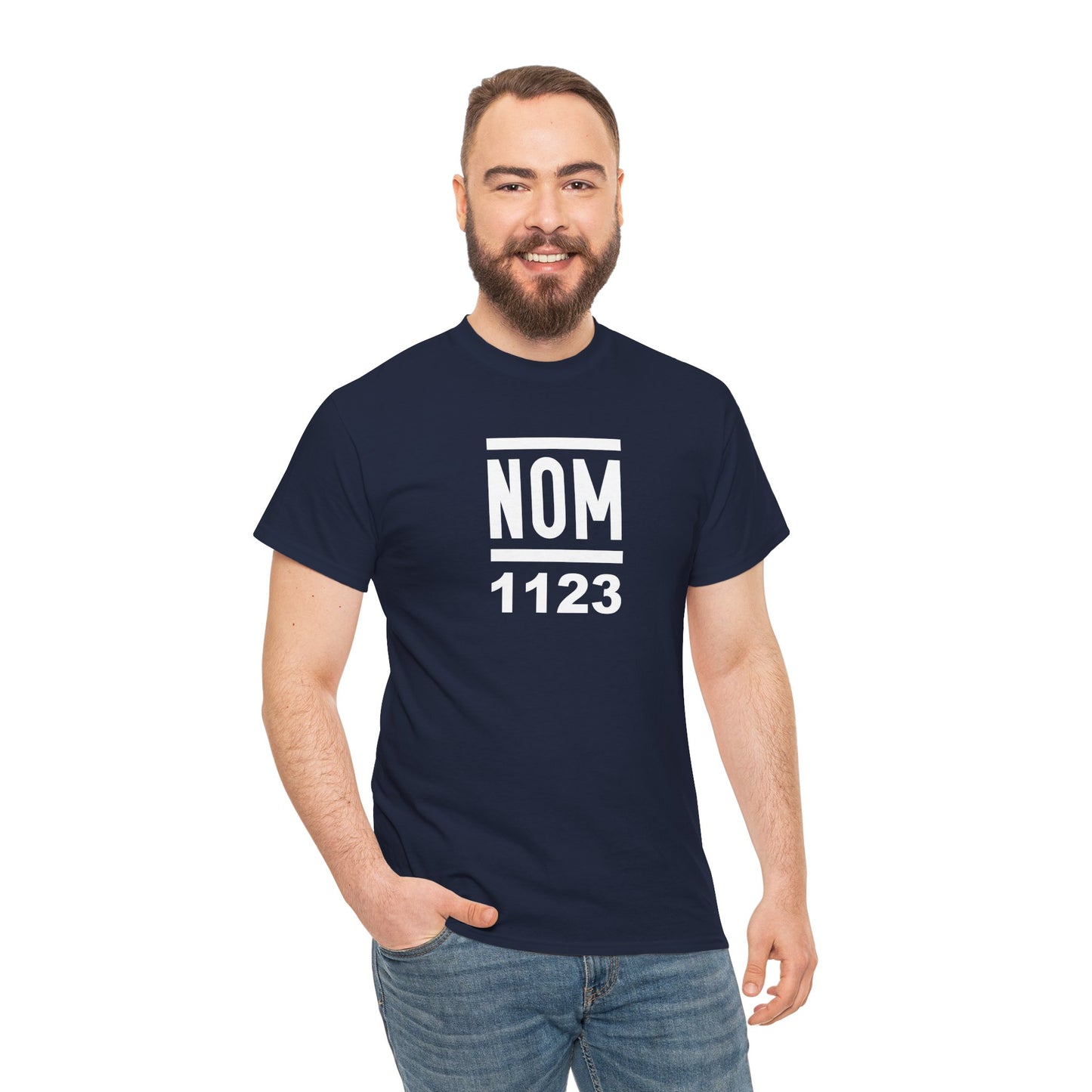 NOM 1123 Short Sleeve Gildan 5000 T-Shirt with Front Centered Logo